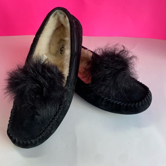 uggs dakota pom-poms black womens size 8 loafers - Picture 9 of 15